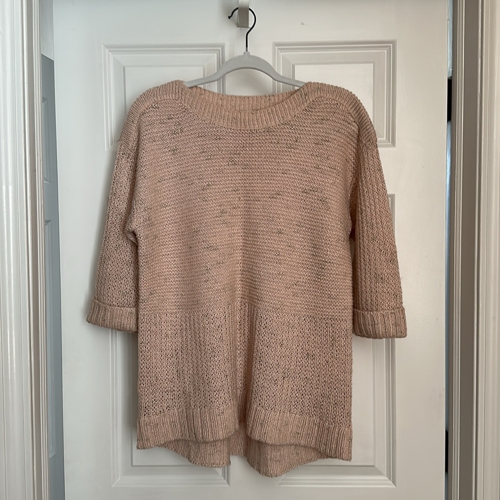 Chicos Sweater with gold thread accents - 3/4 length sleeves. Like New